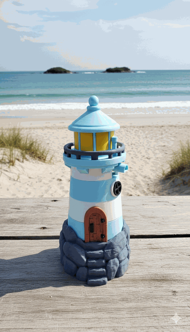 Lighthouse soap holder for Bath and Body Works Soap (Light Blue/White)