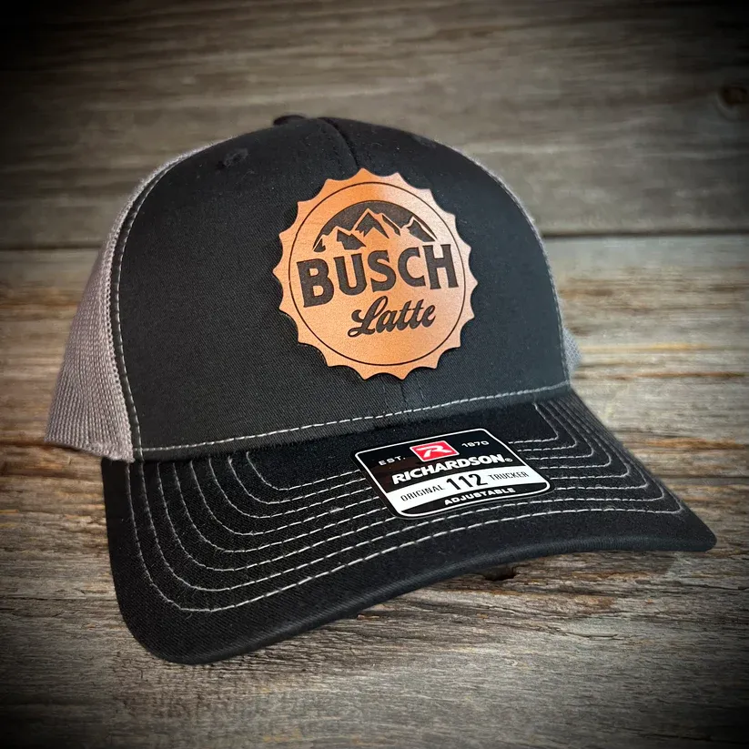 Busch Latte Leather Patch Hat (Various Colors) Must message me for color choice