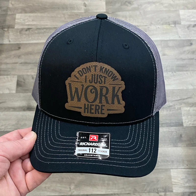 I Don't Know, I Just Work Here Hat Richardson 112 Black With Charcoal Mesh