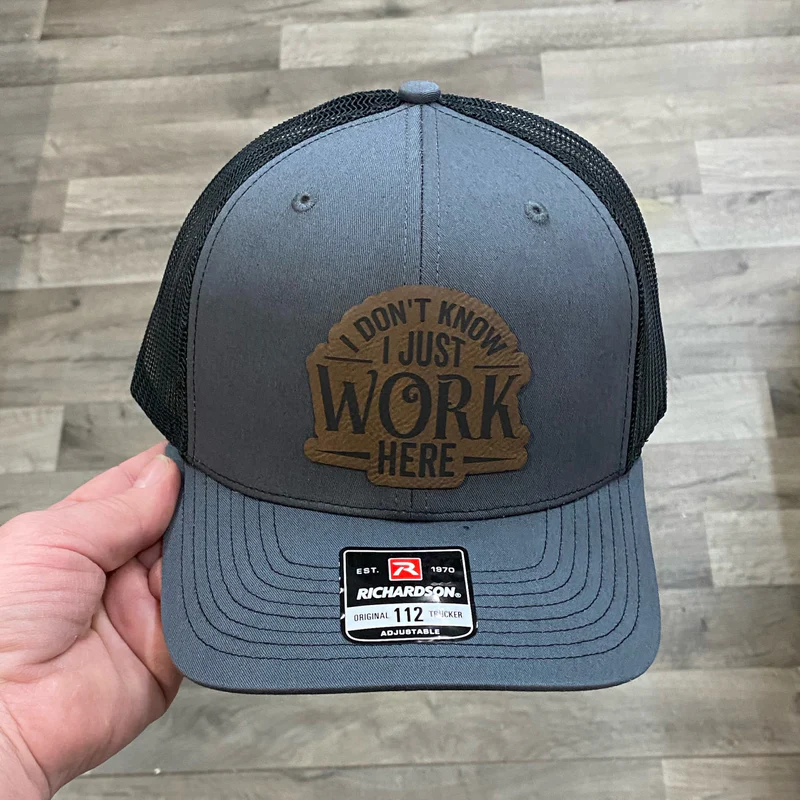 I Don't Know, I Just Work Here Hat Richardson 112 Charcoal With Black Mesh