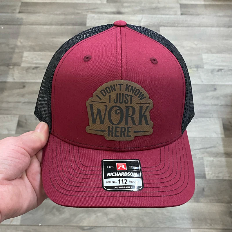 I don't Know I Just Work Here Hat Richardson 112 Maroon With Black Mesh