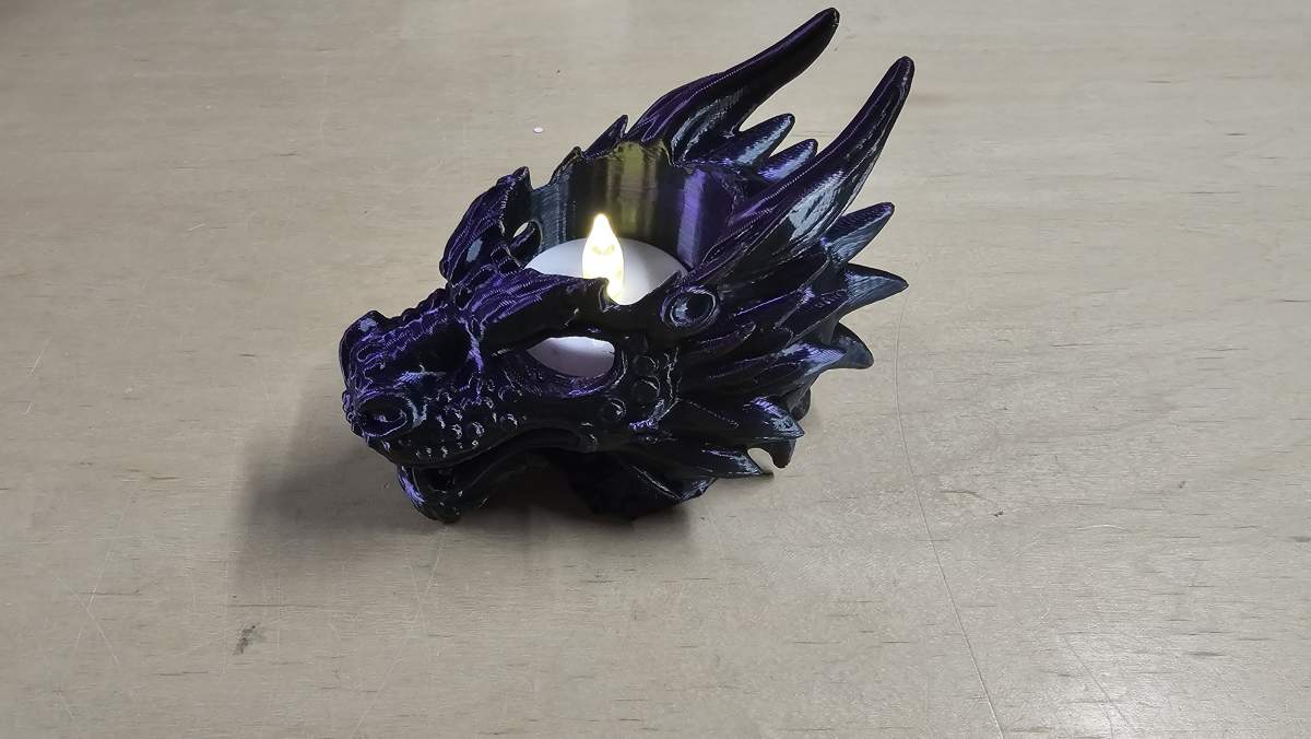 Dragon Head Tea Light Holder W/Battery Tea Light (Various Colors)