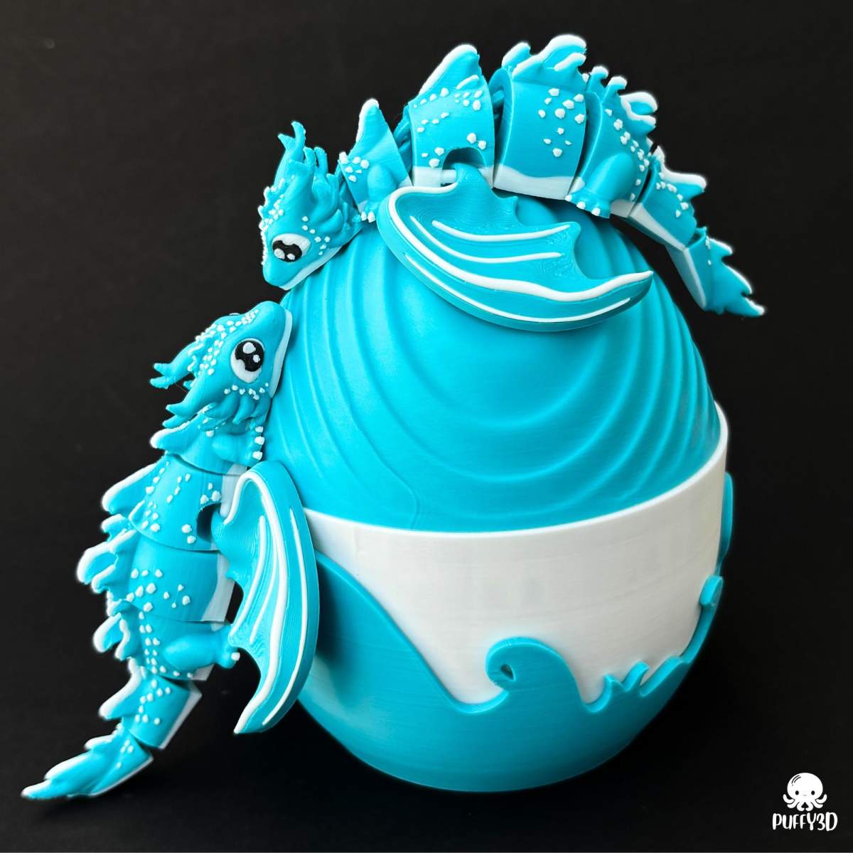 Water Elemental Dragon & Egg Colors will Vary ( Made to order) Designed By Puffy 3D