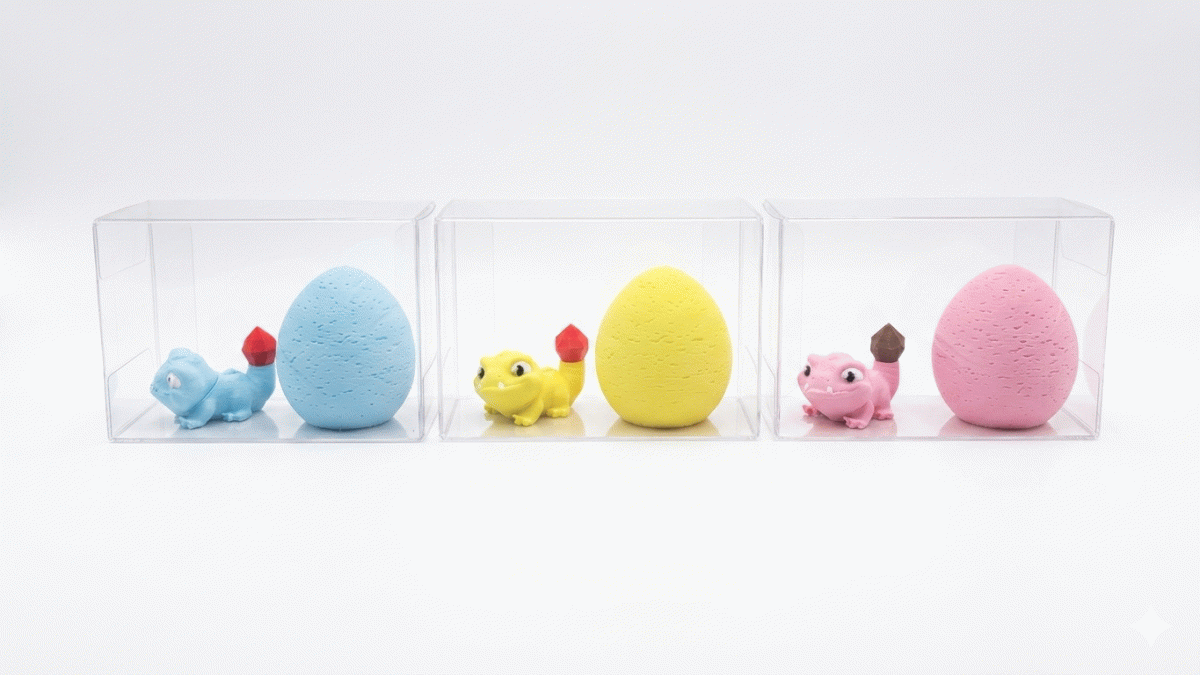 Gecko with swivel head & Egg (Colors will vary) With case