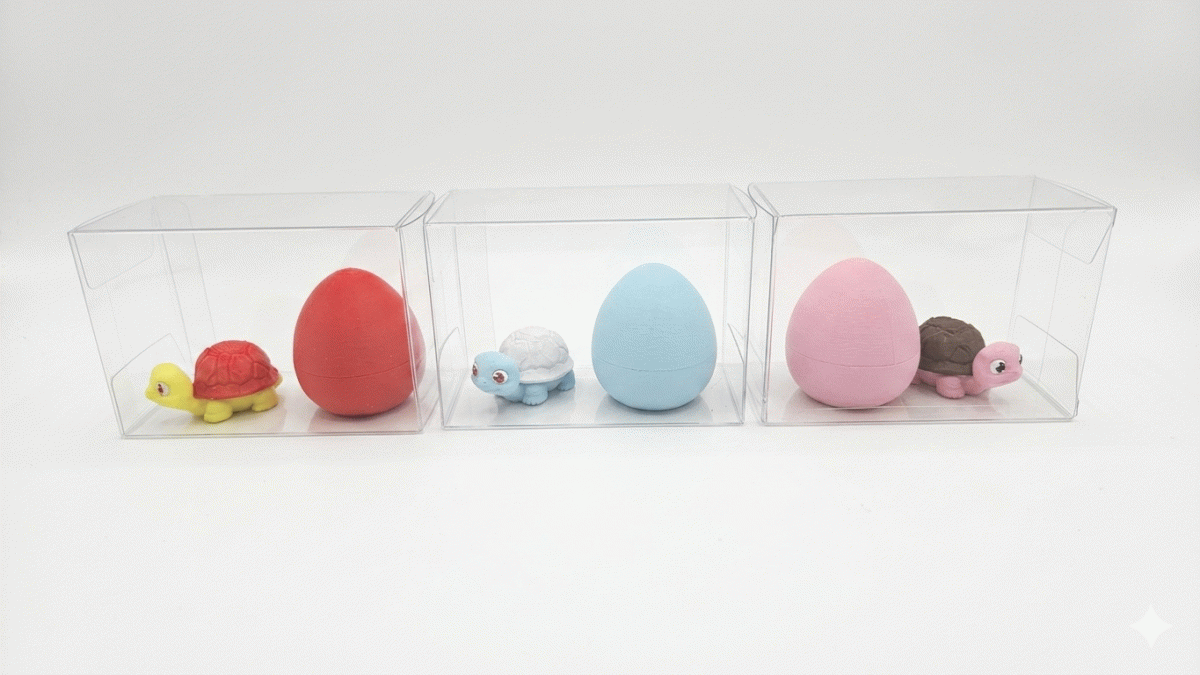 Turtle with turning shell & Egg with case  Colors will vary