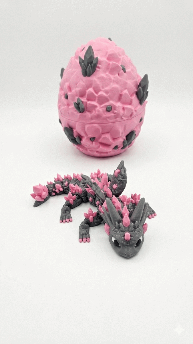 Small Pink Crystal Dragon & Egg