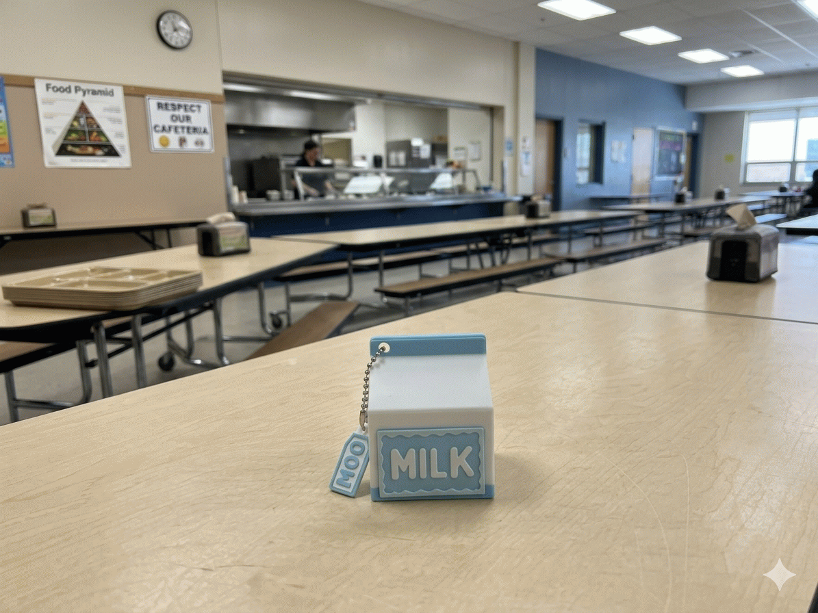 Milk Carton Light Blue with Cow