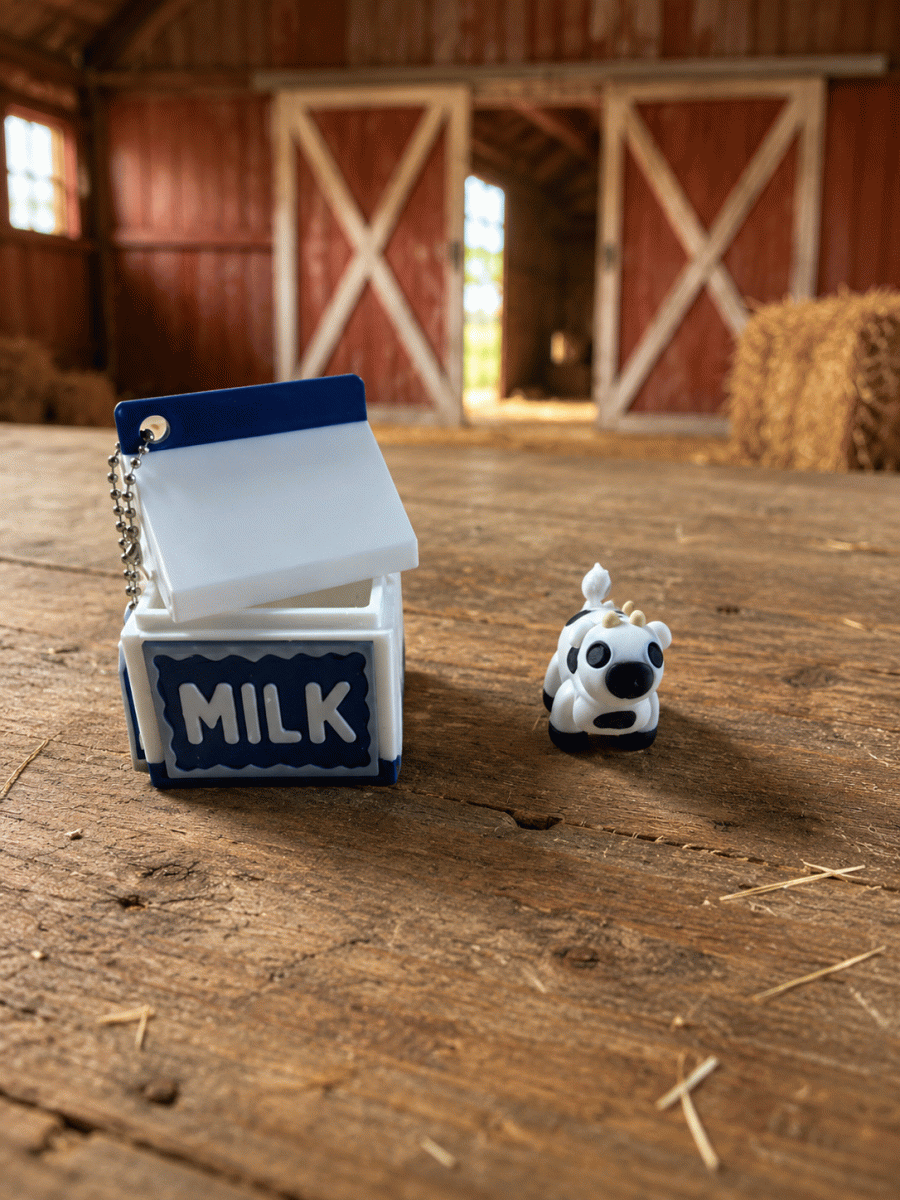 Milk Carton Dark Blue with Cow
