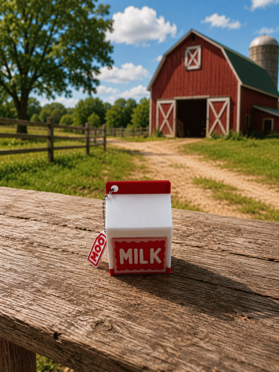 Milk Carton Red with Cow