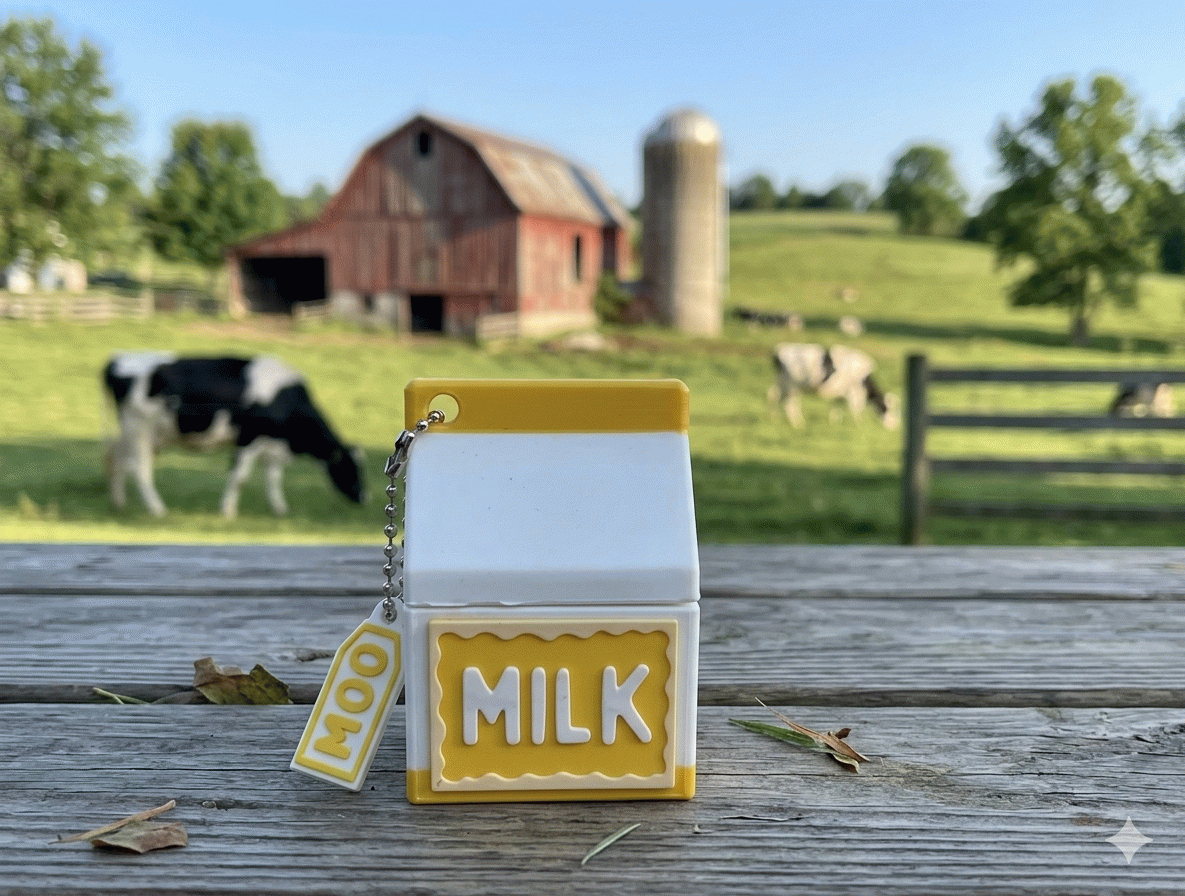 Milk Carton Yellow with Cow