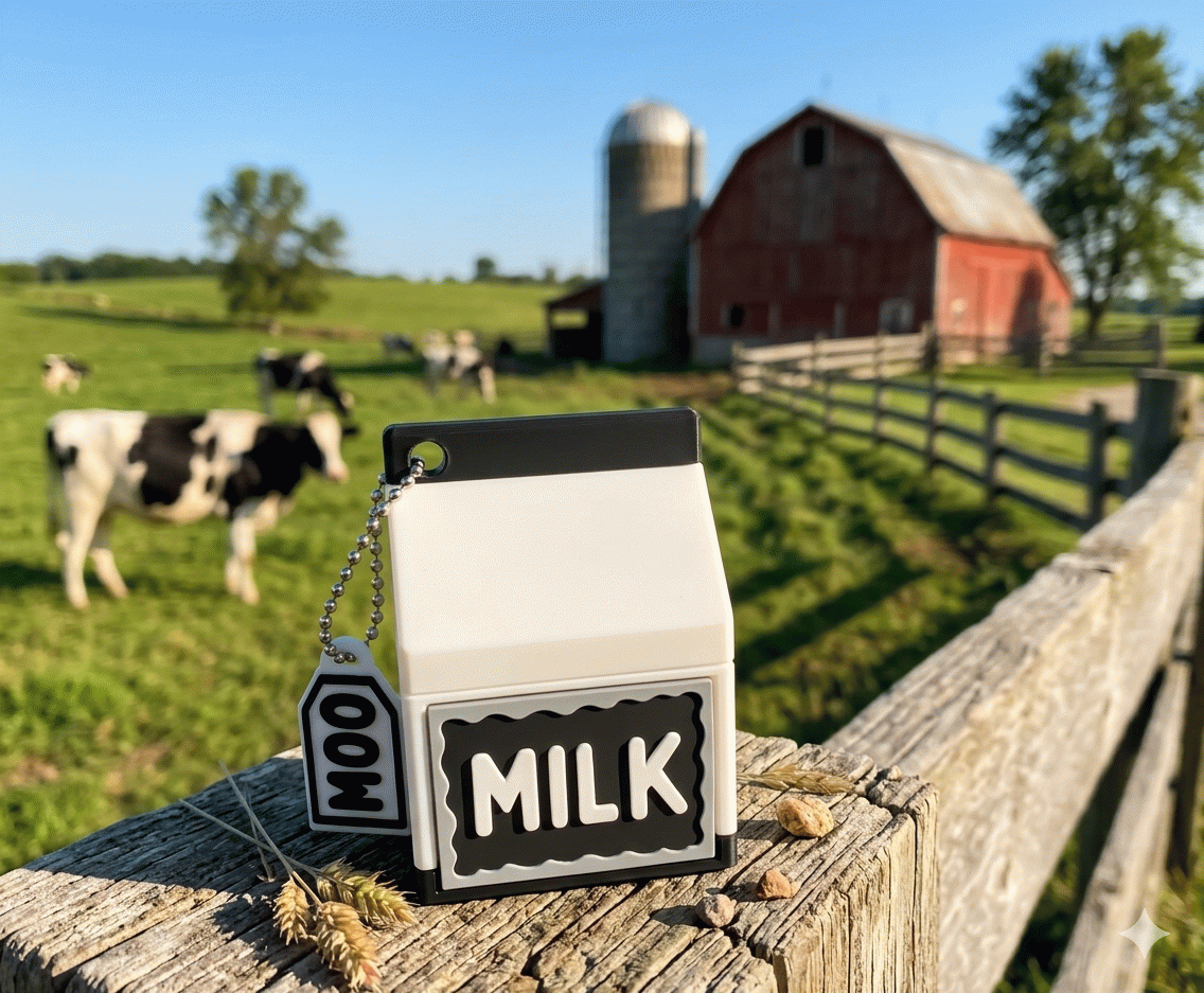 Milk Carton Black with Cow