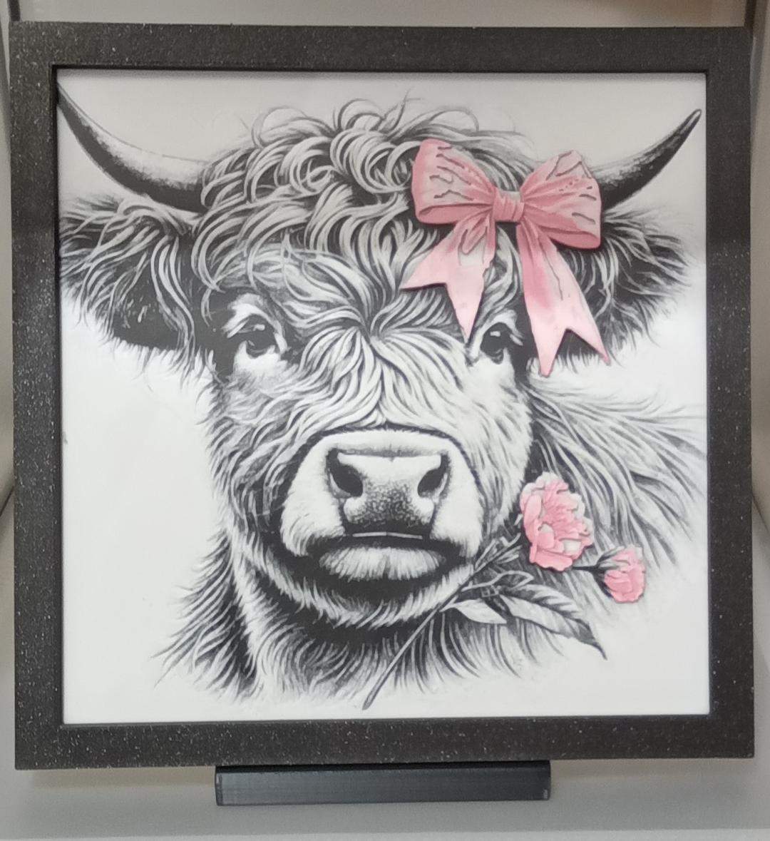 Highland Cow 8x8 w/stand (3D printed)